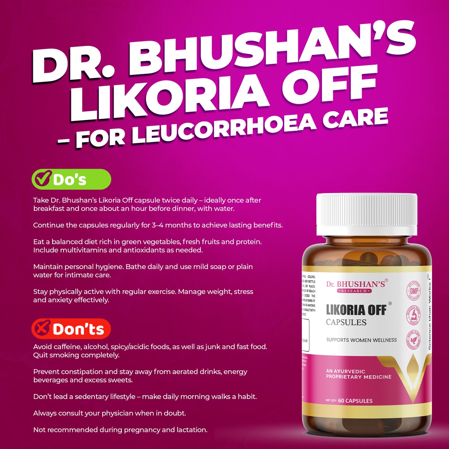 Likoria Off Capsules for Leucorrhoea - 60 Capsules
