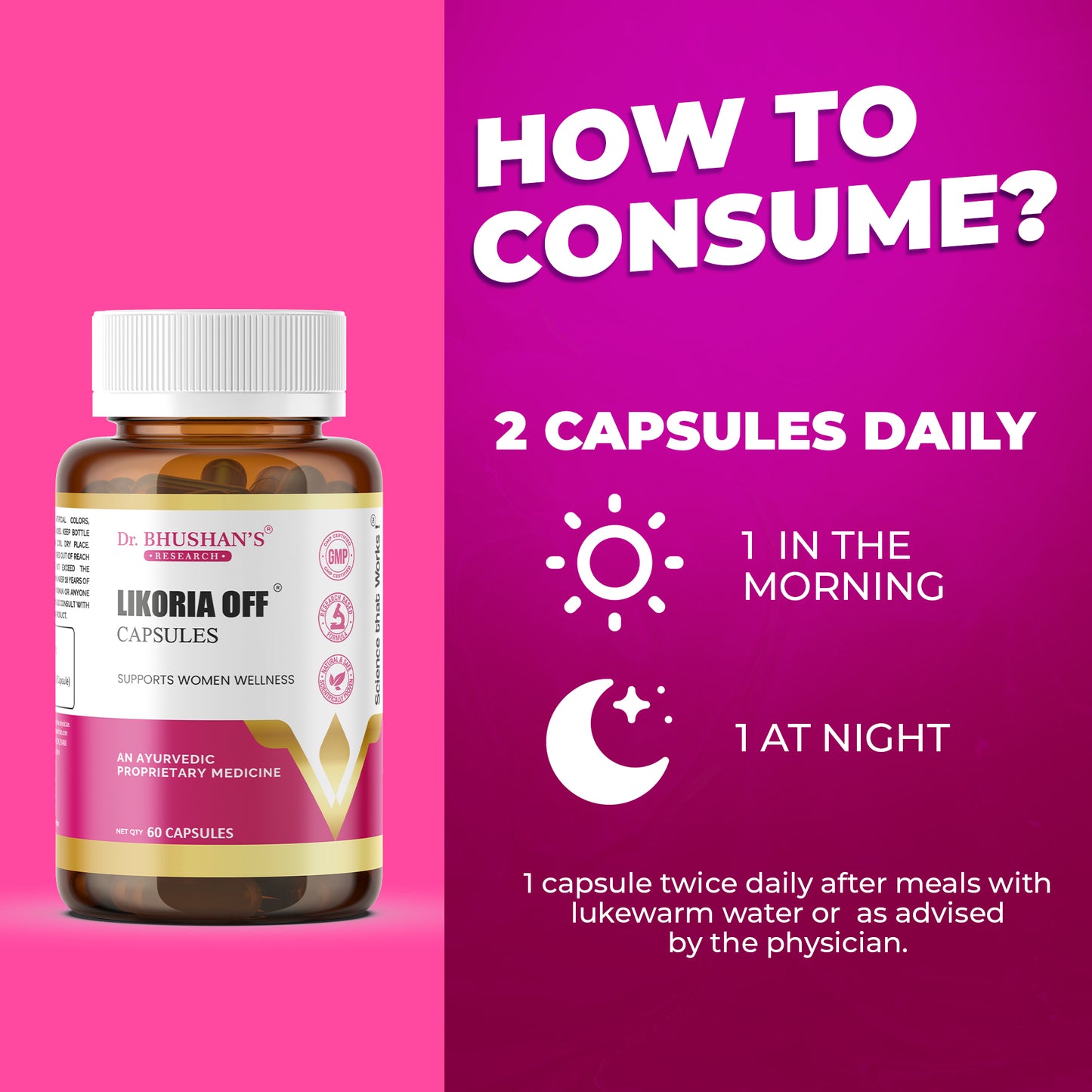 Likoria Off Capsules for Leucorrhoea - 60 Capsules