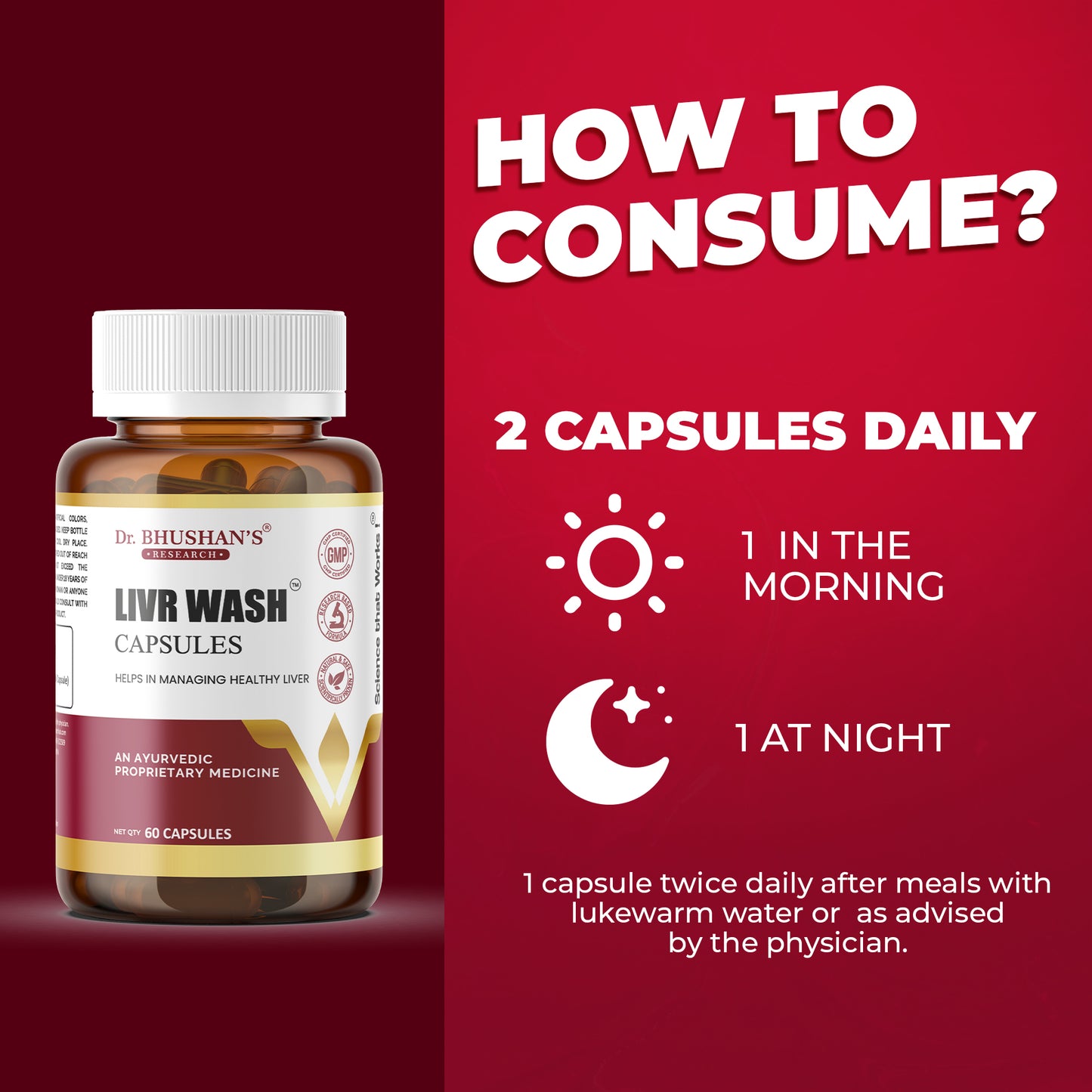 Livr Wash Capsules for Fatty Liver & Liver Detox - 60 Capsules