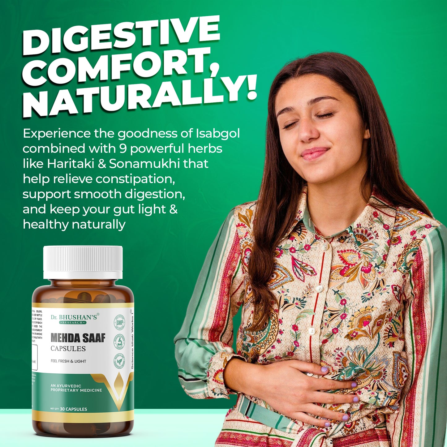 Mehda Saaf Capsules for Constipation & Digestion - 30 Capsules