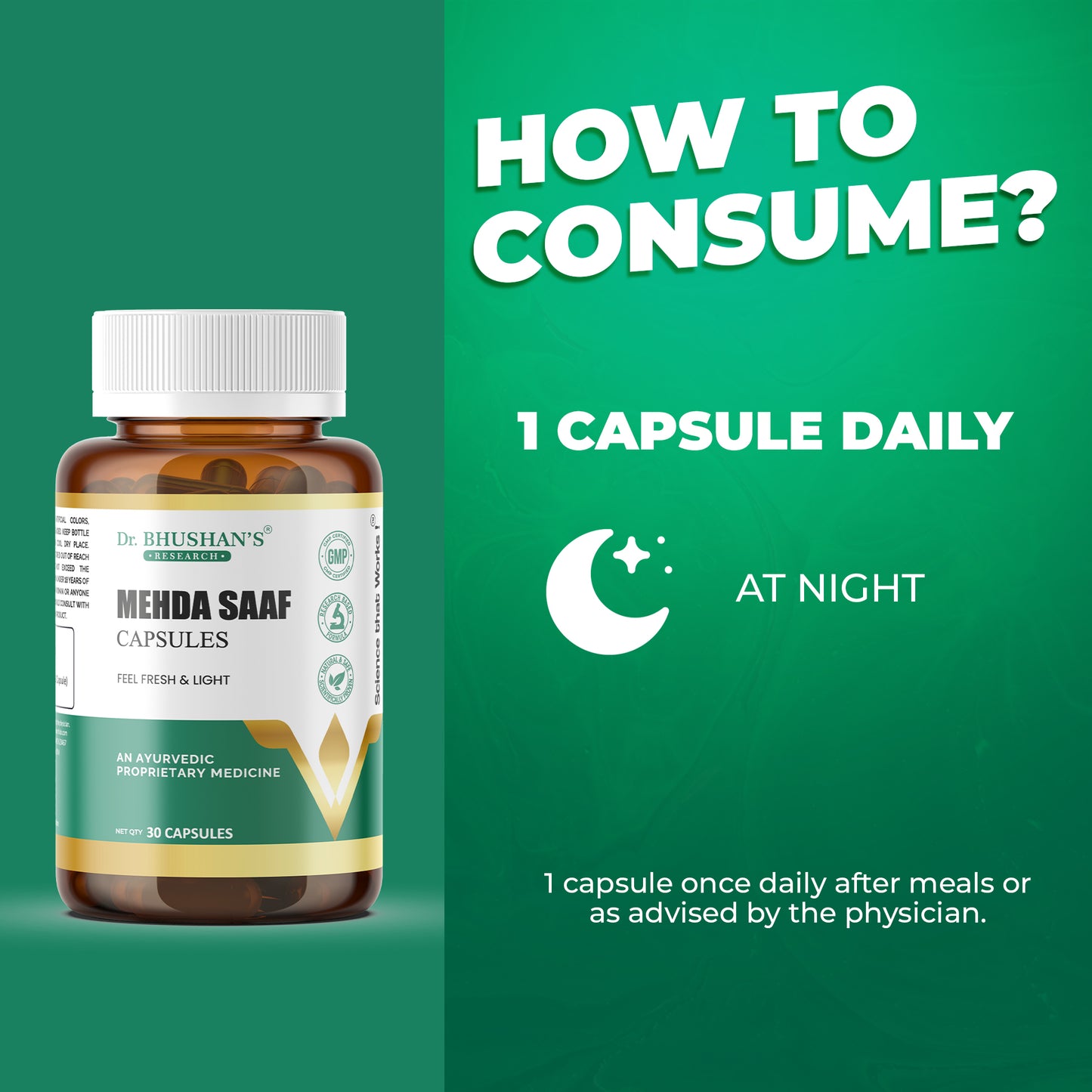 Mehda Saaf Capsules for Constipation & Digestion - 30 Capsules