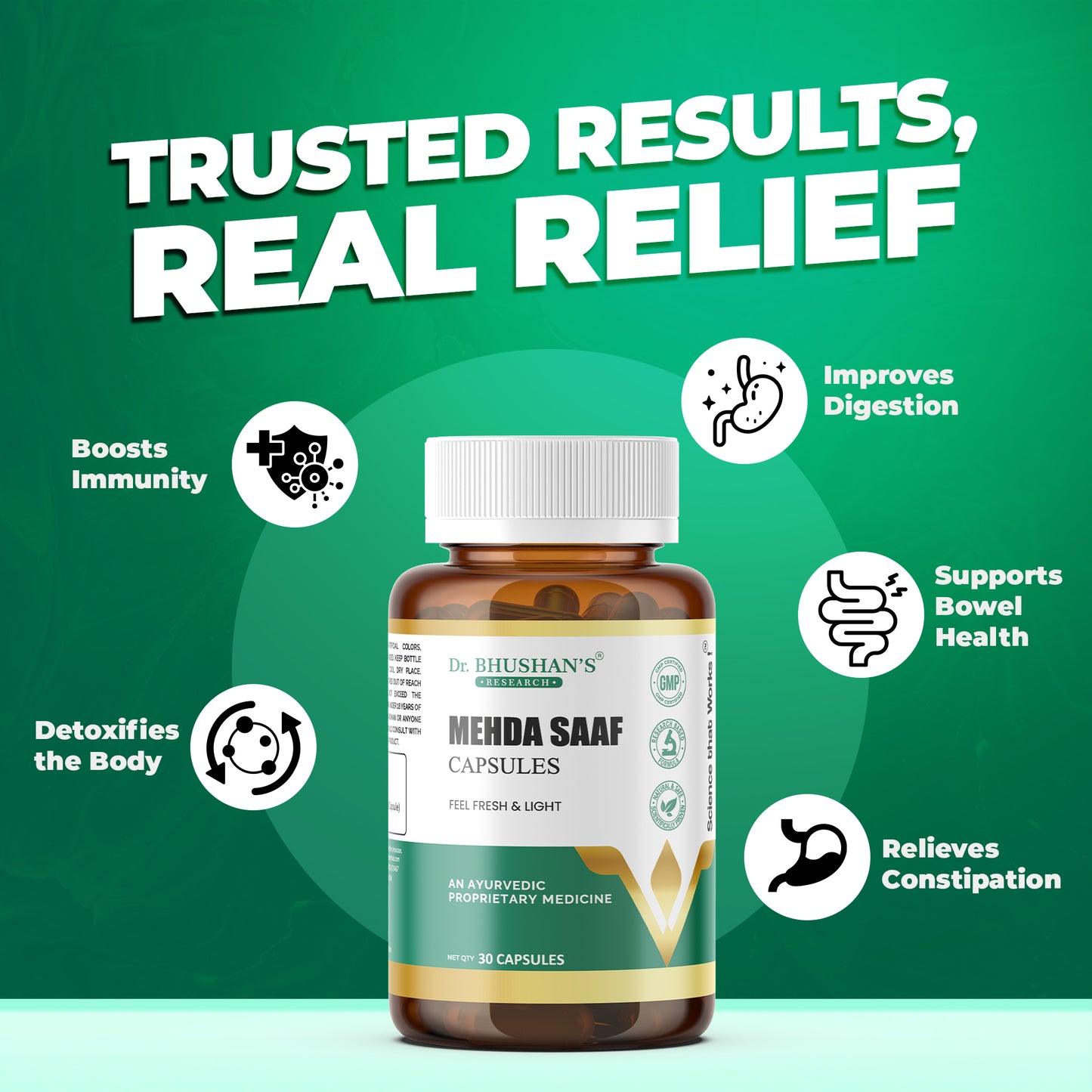 Mehda Saaf Capsules for Constipation & Digestion - 30 Capsules