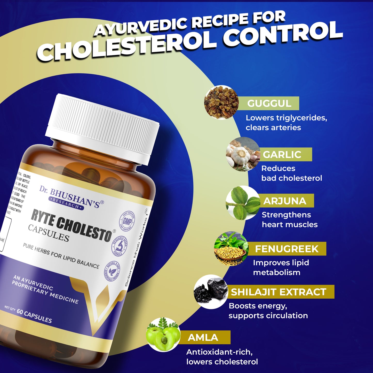 Ryte Cholesto Capsules for Cholesterol Control - 60 Capsules