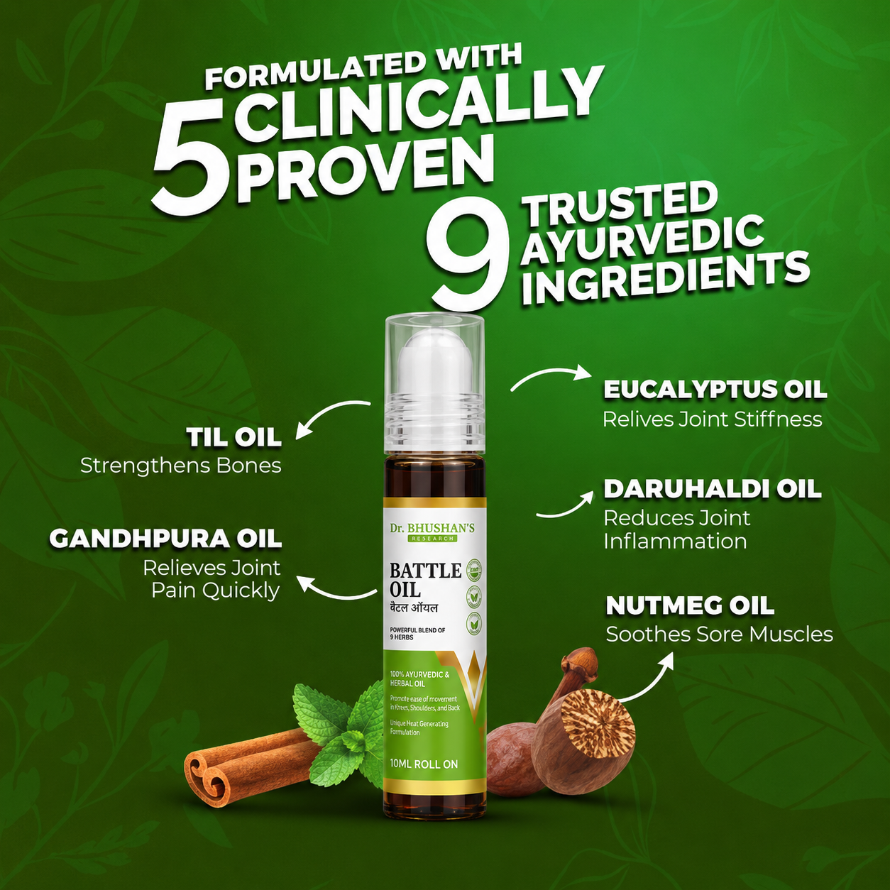Battle Oil Roll on Bottle | Pack of 3 | Rs. 65 each | Total Rs. 195 | For Joint Pain