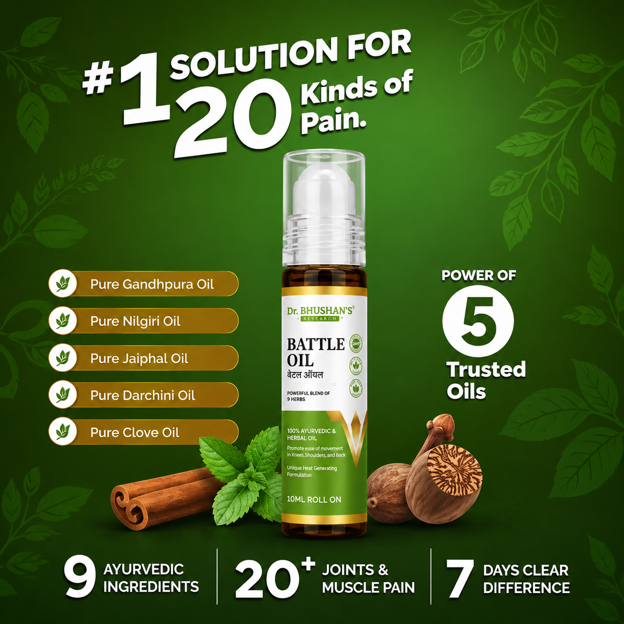 Battle Oil Roll on Bottle | Pack of 3 | Rs. 65 each | Total Rs. 195 | For Joint Pain