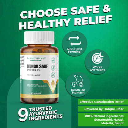 Mehda Saaf Capsules for Constipation & Digestion - 30 Capsules