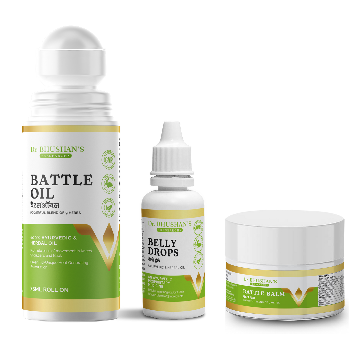 Battle Oil Trio Kit (Battle Oil+Battle Balm+Belly Drops) for Joint Pains